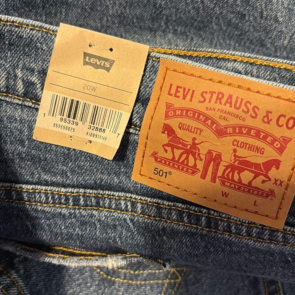 Levi’s 501 Button Fly Raw Edge Hem Denim Shorts 20W NWT - Picture 7 of 8